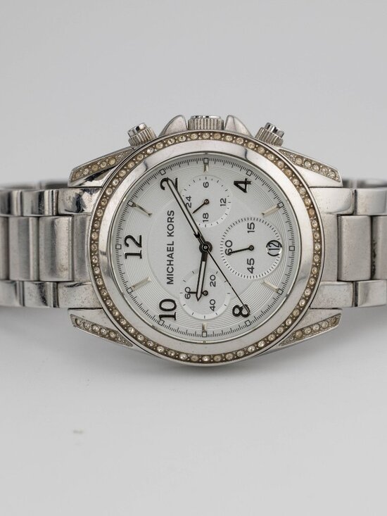 Michael Kors MK-5165 Chronograph Quartz Analog Women\'s Watch New Battery
